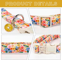 Dog Collar With Metal Buckle, Red Rose Flower Gift for Small - Blossoms / XS - image 3