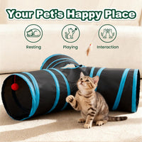Love's cabin Cat Tunnel for Indoor Cats - Black&Blue / M (31"x17"x11") - image 3
