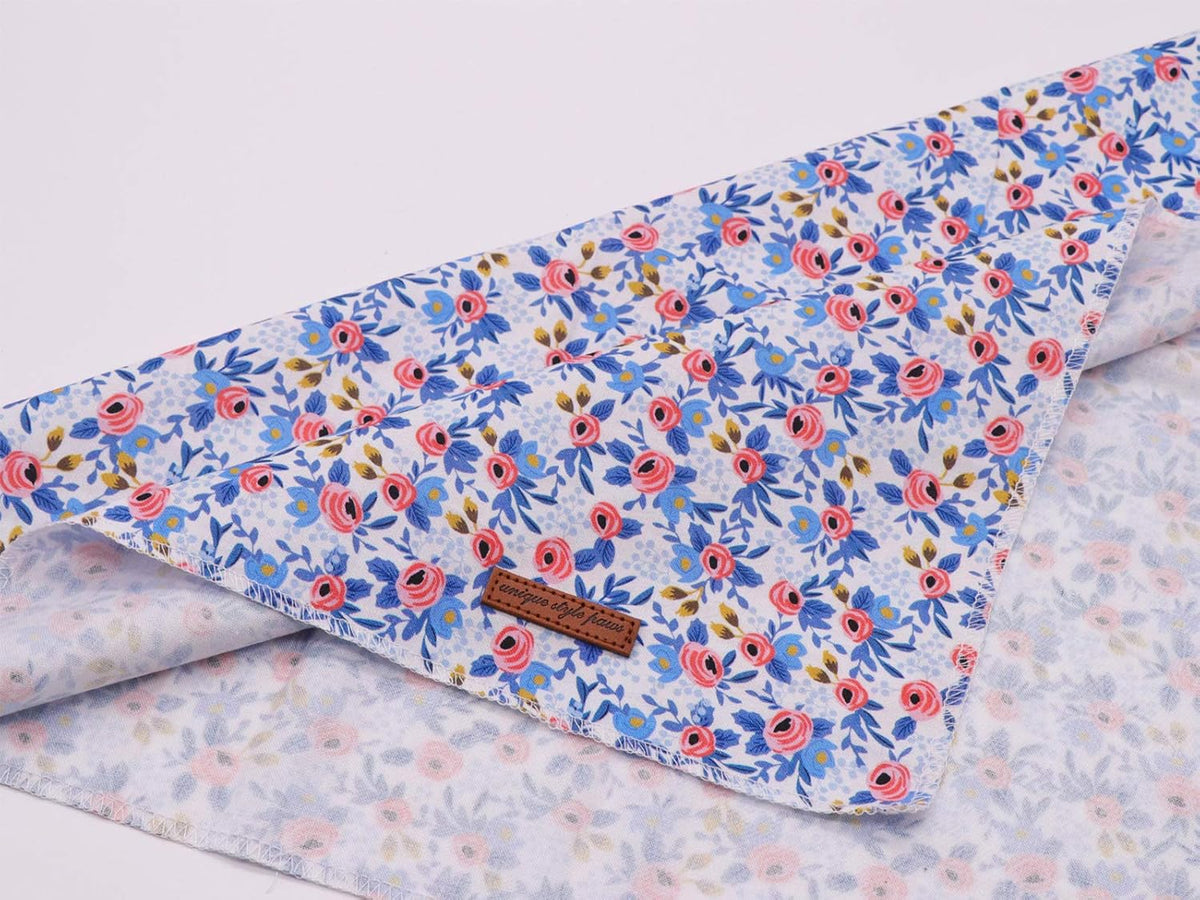 Dog Bandanas 1PC Washable Cotton Triangle Dog Scarfs for Small Medium - Small / Blue Flower - image 4