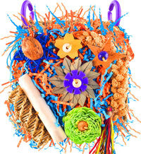 KATUMO Bird Toys, Grass Mat Shredding Hanging Toy for Budgie Parakeet – Essentials for Birds - Flower decor