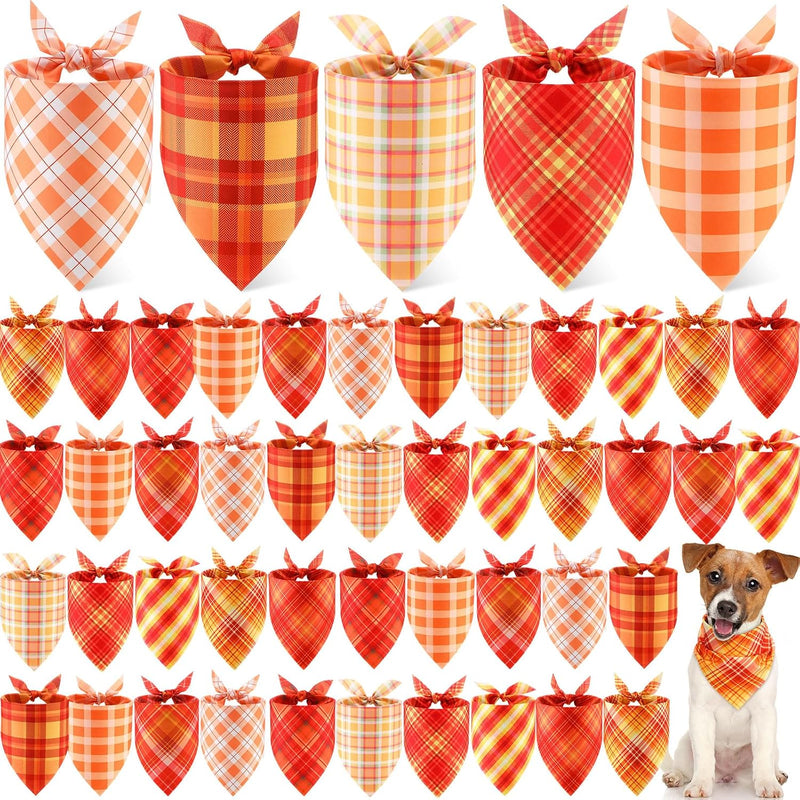 Weewooday 50 Pcs Halloween Dog Bandanas Bulk for Charm Large Pets – Essentials for Dogs - Plaid Pattern / 25.6 x 17.7 x 17.7 Inch