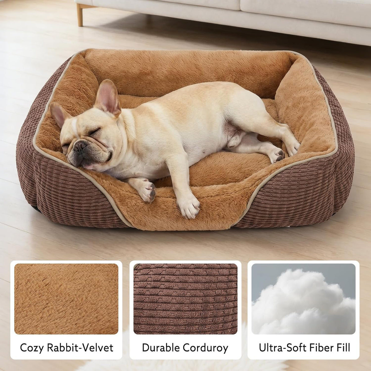 MIXJOY Dog Bed for Large Medium Small Dogs - Caramel Brown / M(25’’x 21’’x 8’’) - image 2