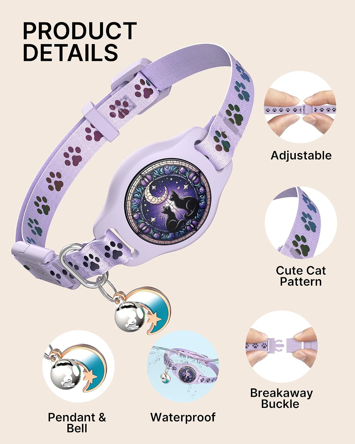 AirTag Cat Collar Breakaway - Purple - image 3