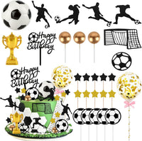 Hooqict 28Pcs Soccer Cake Decorations Set with Mini Balls - Soccer