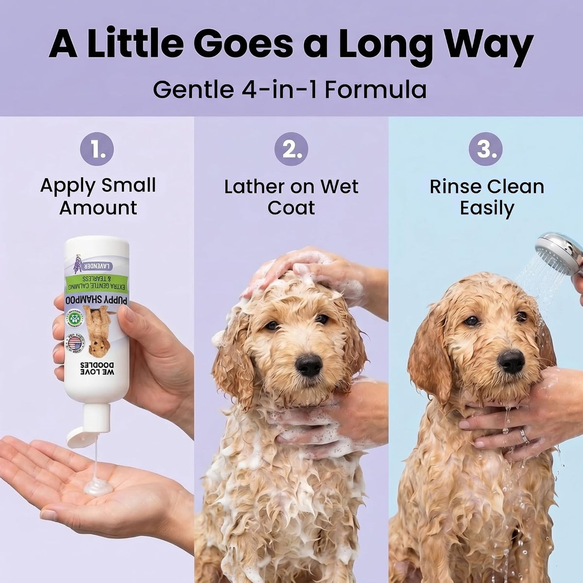 Puppy Shampoo and Conditioner, Tearless Puppy Wash - Lavender - image 4