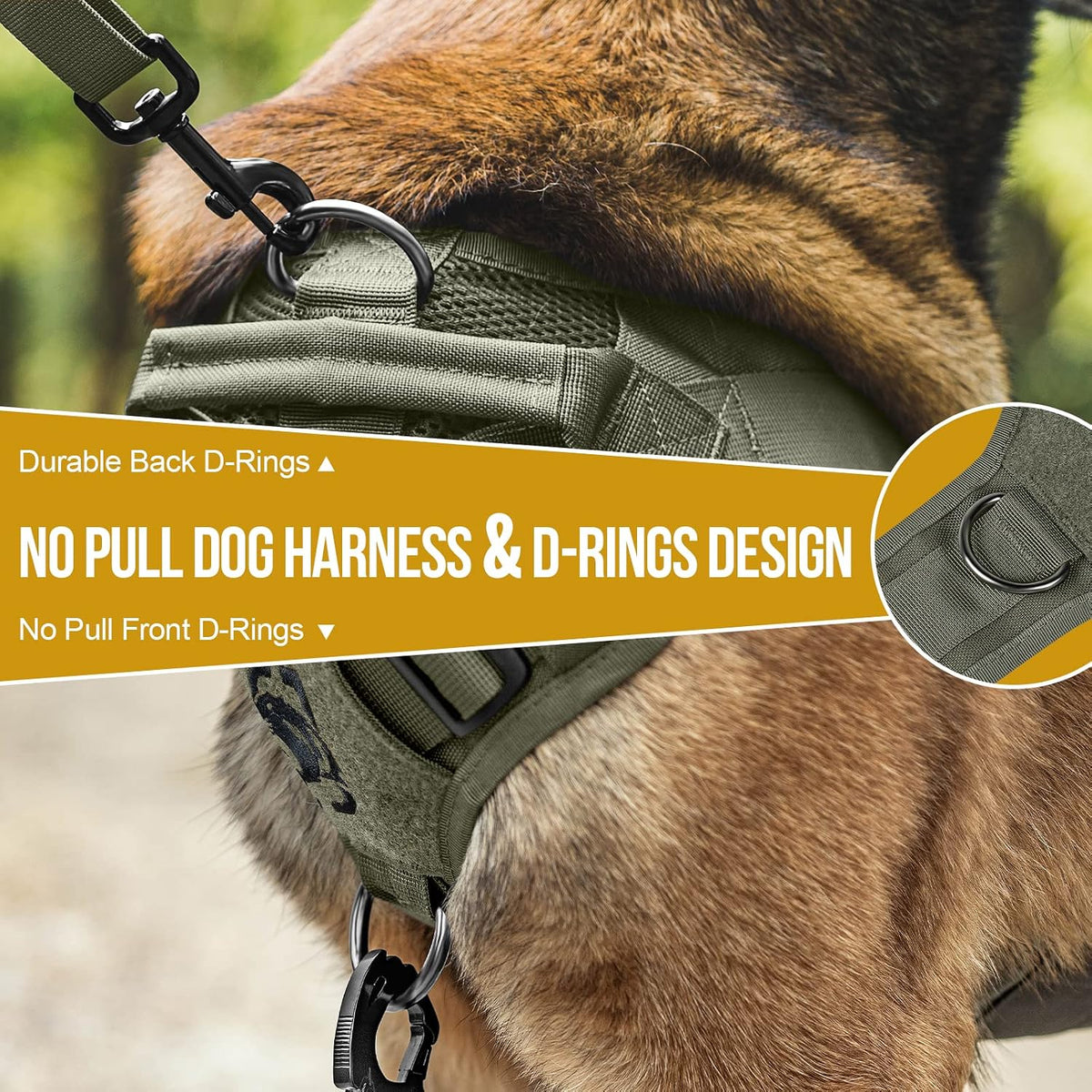 OneTigris No Pull Tactical Dog Harness for Medium Dogs - Green / XL - image 4