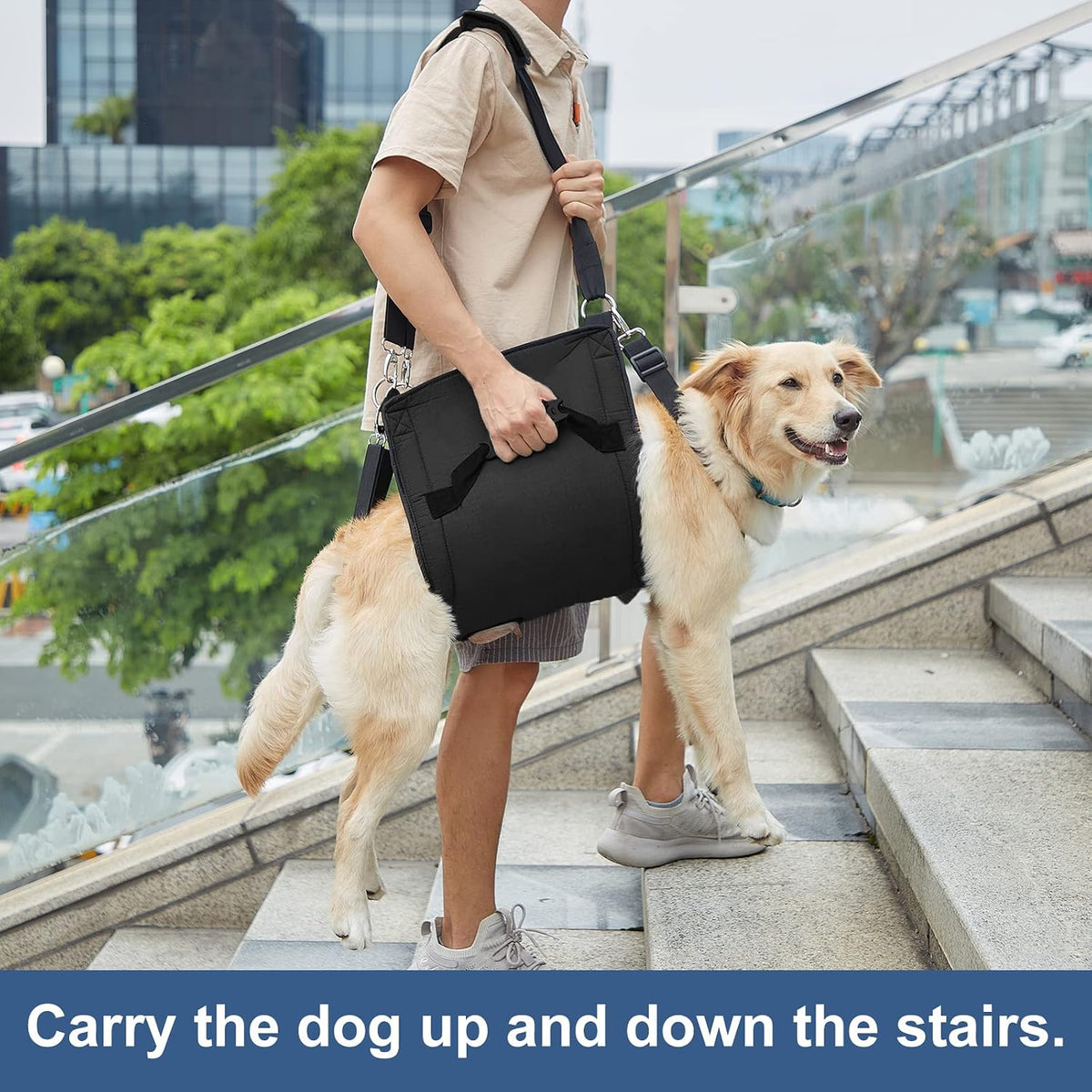 COODEO Dog Carry Sling, Emergency Backpack Pet Legs Support & Rehabilitation Dog Lift Harness - Black / Medium - image 2