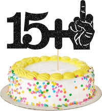 Ephlyn 1Pc 49+1 Black Glitter Cake Topper 50th Birthday Party Cake - 16th-1Pcs / Black