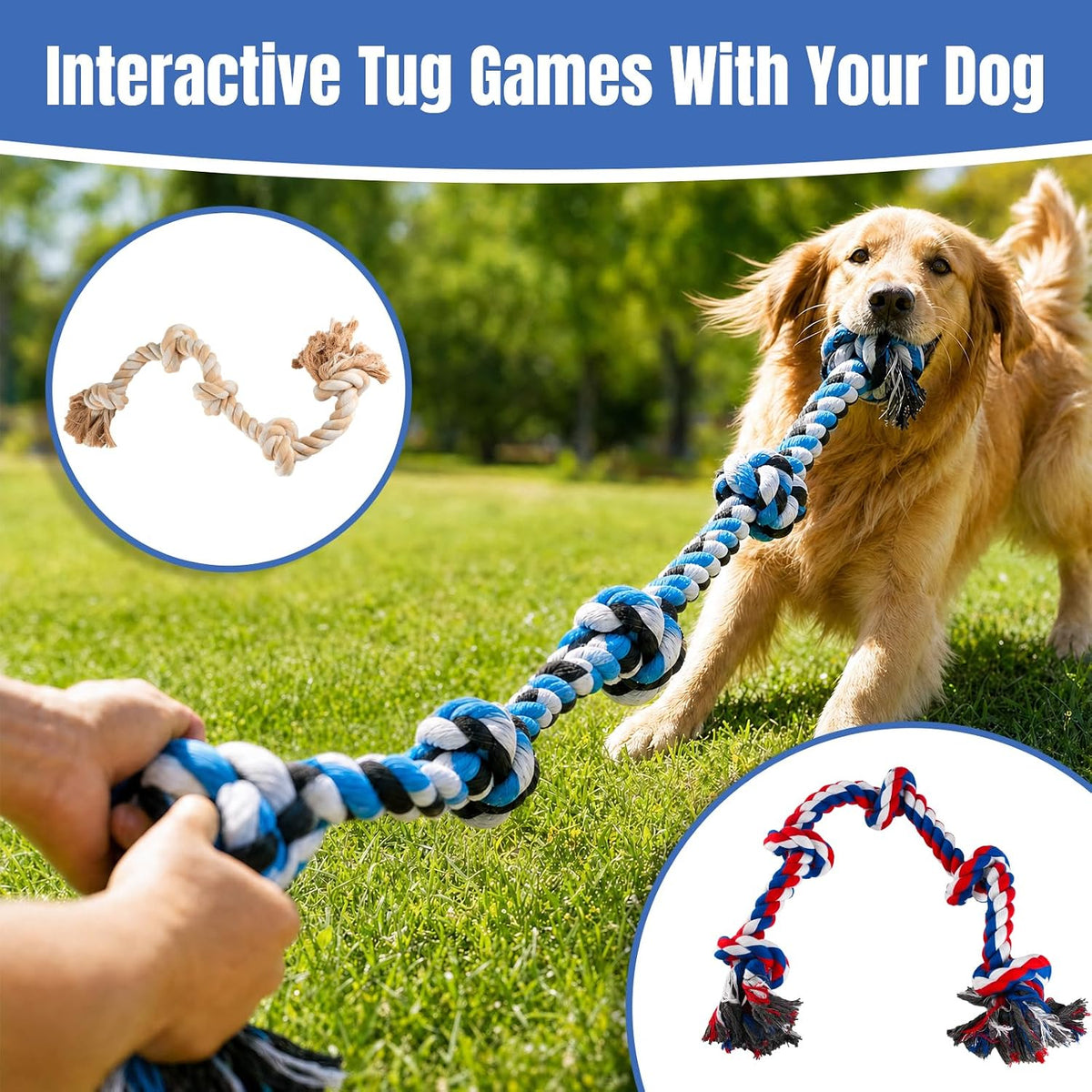 Bmag Dog Rope Toys for Aggressive Chewers - Blue - image 2
