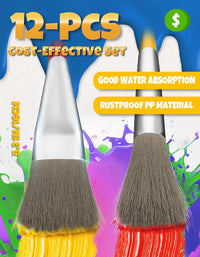 Joyooss kids paint brushes 12 pack, 6 round and 6 flat brushes with colorful plastic handles - view 6