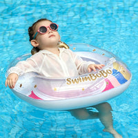 Inflatable Baby Swimming Float with Safety Seat Fun Swimming Pool - Rainbow