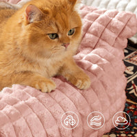 Cat Couch Bed with Fluffy Faux Rabbit Fur for Indoor Cats - Pink / Medium: 30"L x 20"W x 10"Th - image 4