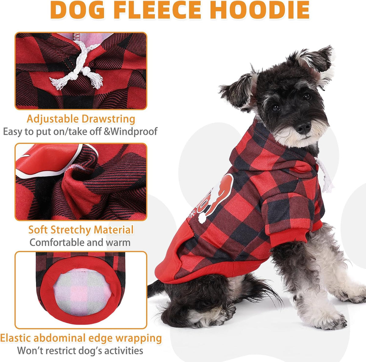 Plaid Dog Hoodie Pet Clothes Sweater with Hat and Pocket for Small - Santa Hat / Medium (Pack of 1) - image 4