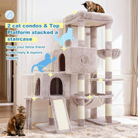 Hey-brother Cat Tree Tower with 3 Condos - 50 inches / Muchroom - image 3
