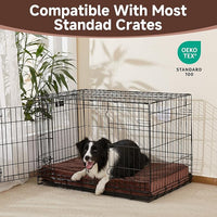 OhGeni Orthopedic Waterproof & Machine Washable Dog Bed for Medium Large Pets, Suitable for Crates, Cat Mat with 25D Egg Crate Foam, Non-Slip Bottom & Removable Cover, 35 Inches(Brown)