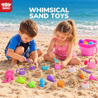 TOY Life 41-Pc Beach Sand Toy Set, Silicone Bucket & Shovels - 41 Pcs Pink Ice Cream Sand Toys - image 3