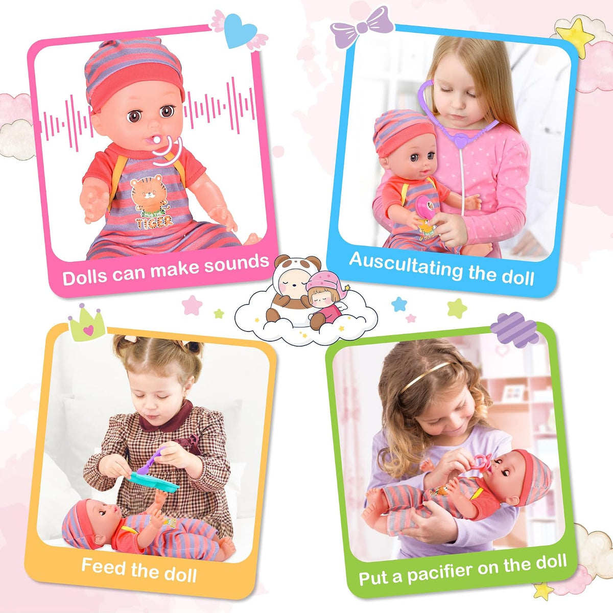 Baby Doll Toys Set, 24PCS Dolls Care Toy Playset for Girls 3-8 Pretend Play – Fun for Kids & Family - 27 Pcs - image 3