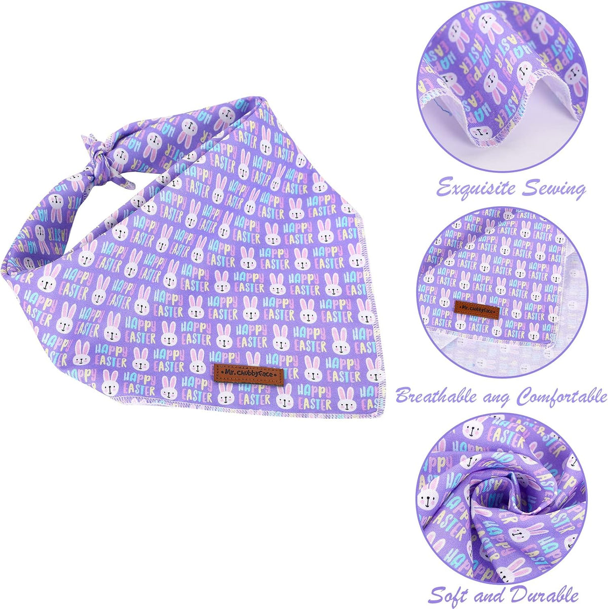 MR. CHUBBYFACE Fall Orange Plaid Dog Bandanas Reversible Triangle - C:PupleRabbit / L - image 2