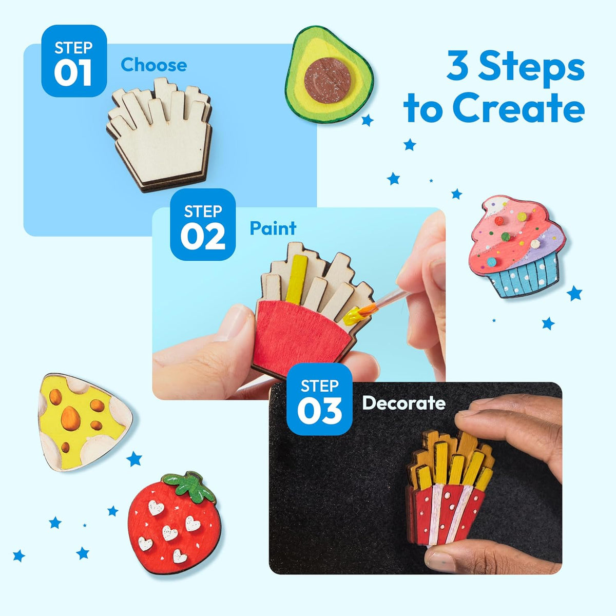 JOYIN 12 Wooden Magnet Painting Kit - Food - image 4