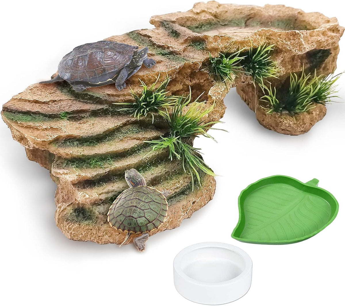 Turtle Basking Platform Rock Reptile Resting Terrace Resin Bearded - Small