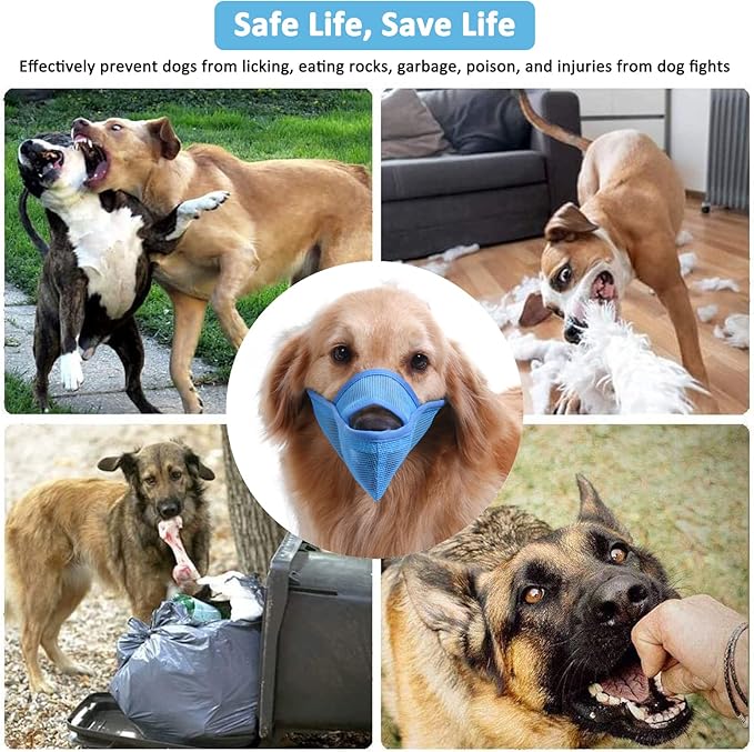 Crazy Felix Nylon Dog Muzzle for Small Medium Large Dogs Poodle Labrador Golden Retriever Doberman, Air Mesh Breathable and Drinkable Pet Mouth Guard for Anti-Biting Chewing Scavenging(XL, Blue)