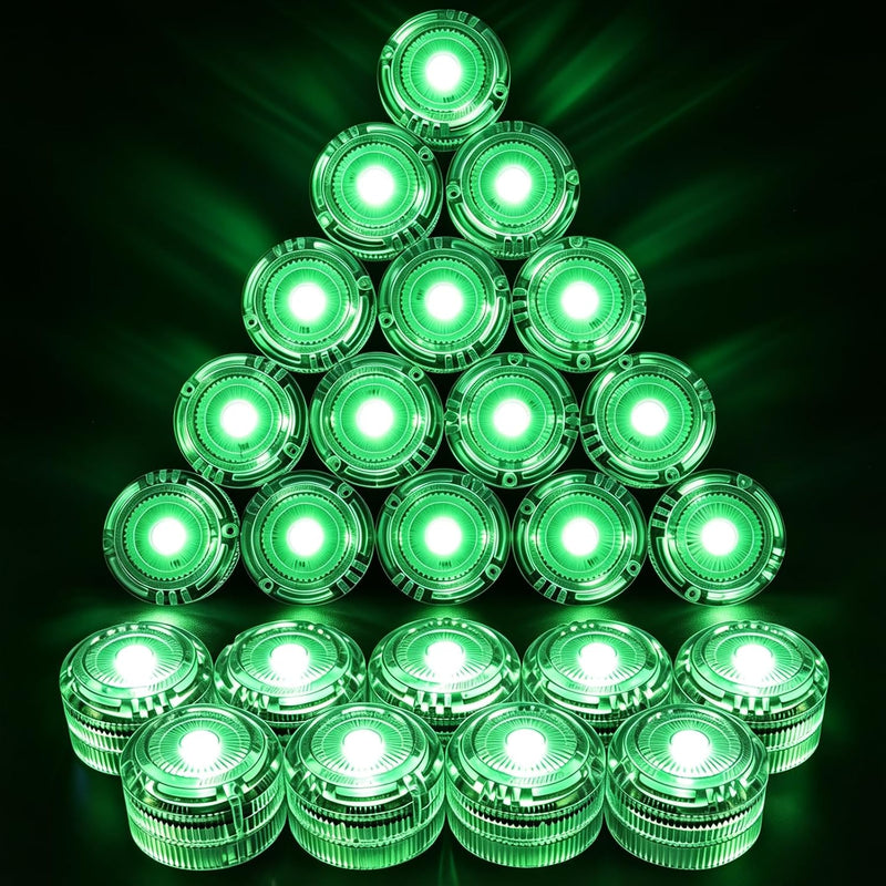 HL Submersible LED Lights, Green Mini LED Tea Light - Green / 24P