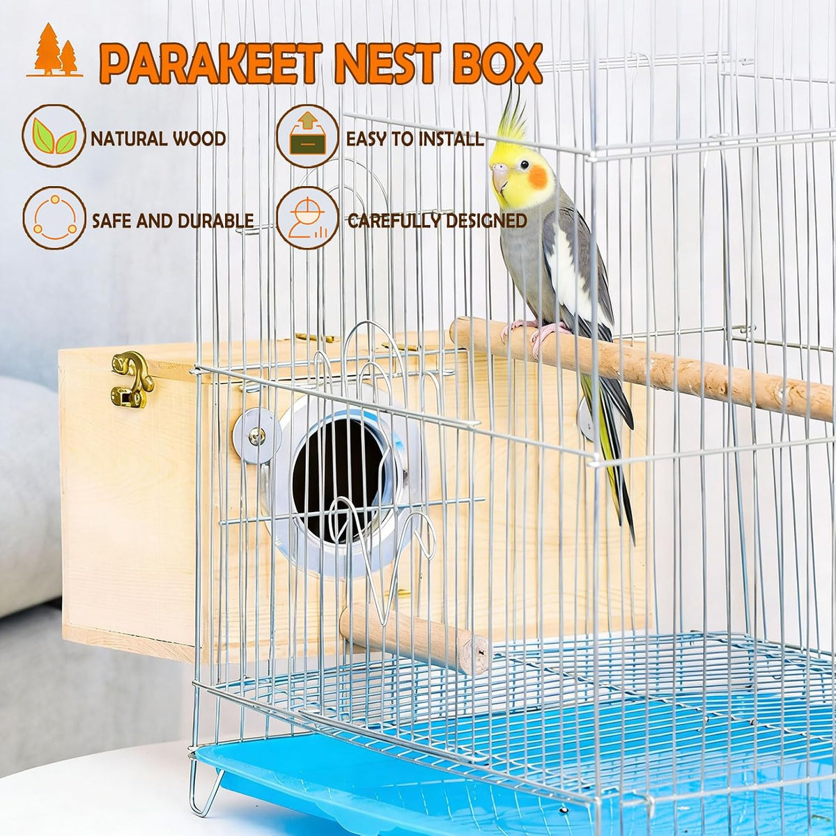 Parakeet Nest Box Budgie Nesting House Cockatiel Breeding Parrots - image 2