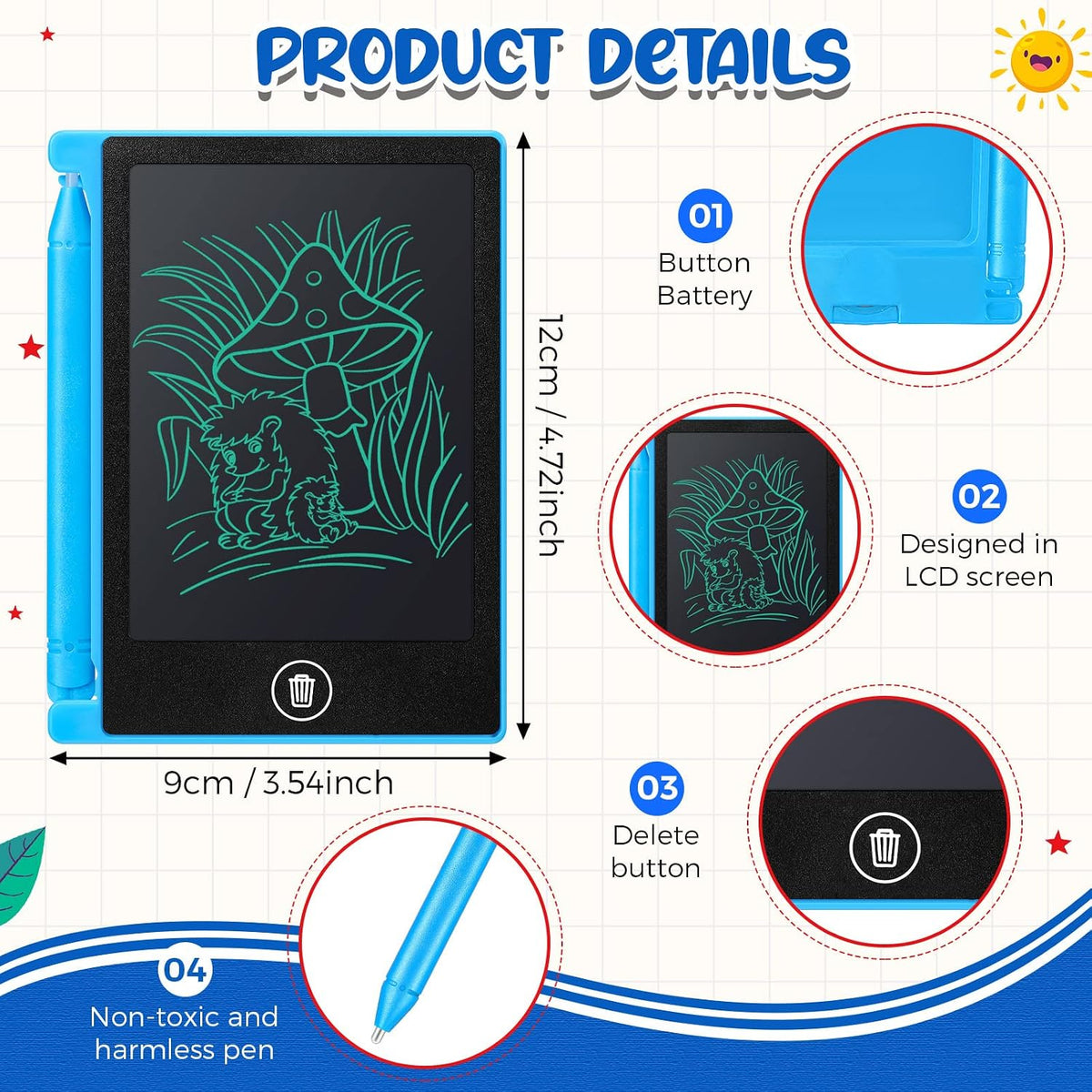 Zhehao 24 Pack 4.5" LCD Writing Tablet for Kids - Core Colors / Classic - image 2
