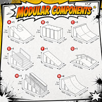 CS COSDDI 14in1 Finger Skateboard Park Set for Kids 8 Skateboards - Black - image 3