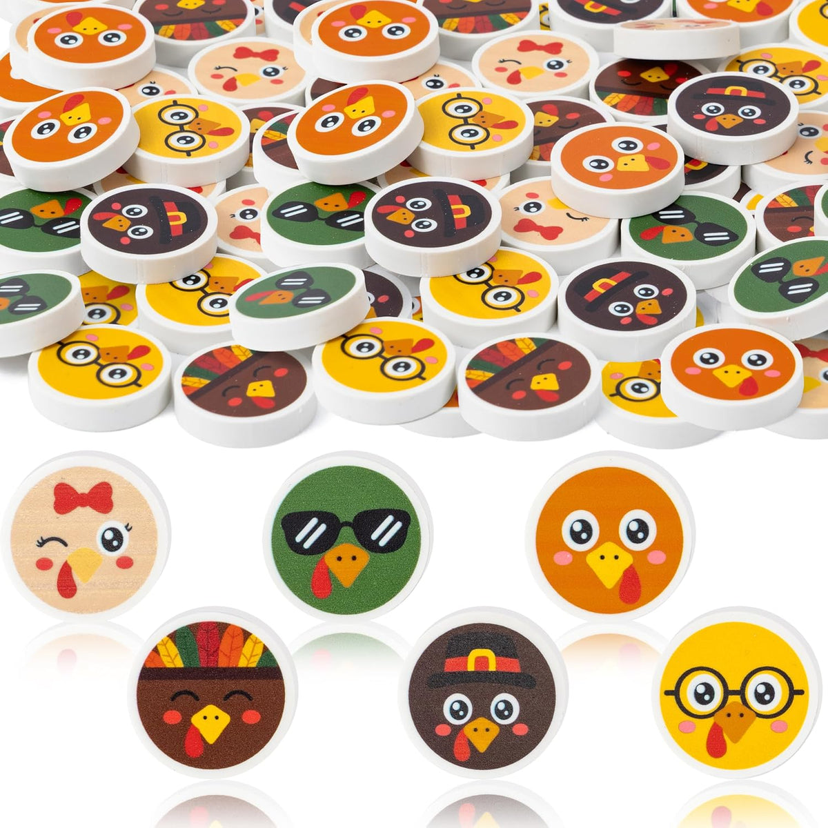 Yopyame 60 pack fall mini erasers shaped like maple leaves, pumpkins, acorns and bears