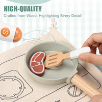 Pithfor wooden play cooking set with pot, pan, dishes, utensils and play food - view 6