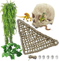 Bearded Dragon Hammock,Lizard Lounger Reptile Tank Hanging Plants Climbing Jungle Vines Flexible - Type：Triangular hammock with skull
