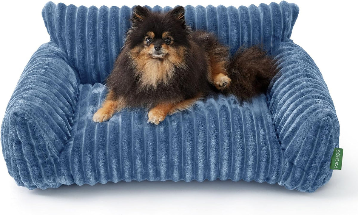 Cute Couch Bed for Pets, Supportive Cat Sofa for Indoor Cats - 30.0"L x 20.0"W x 10.0"Th / Blue