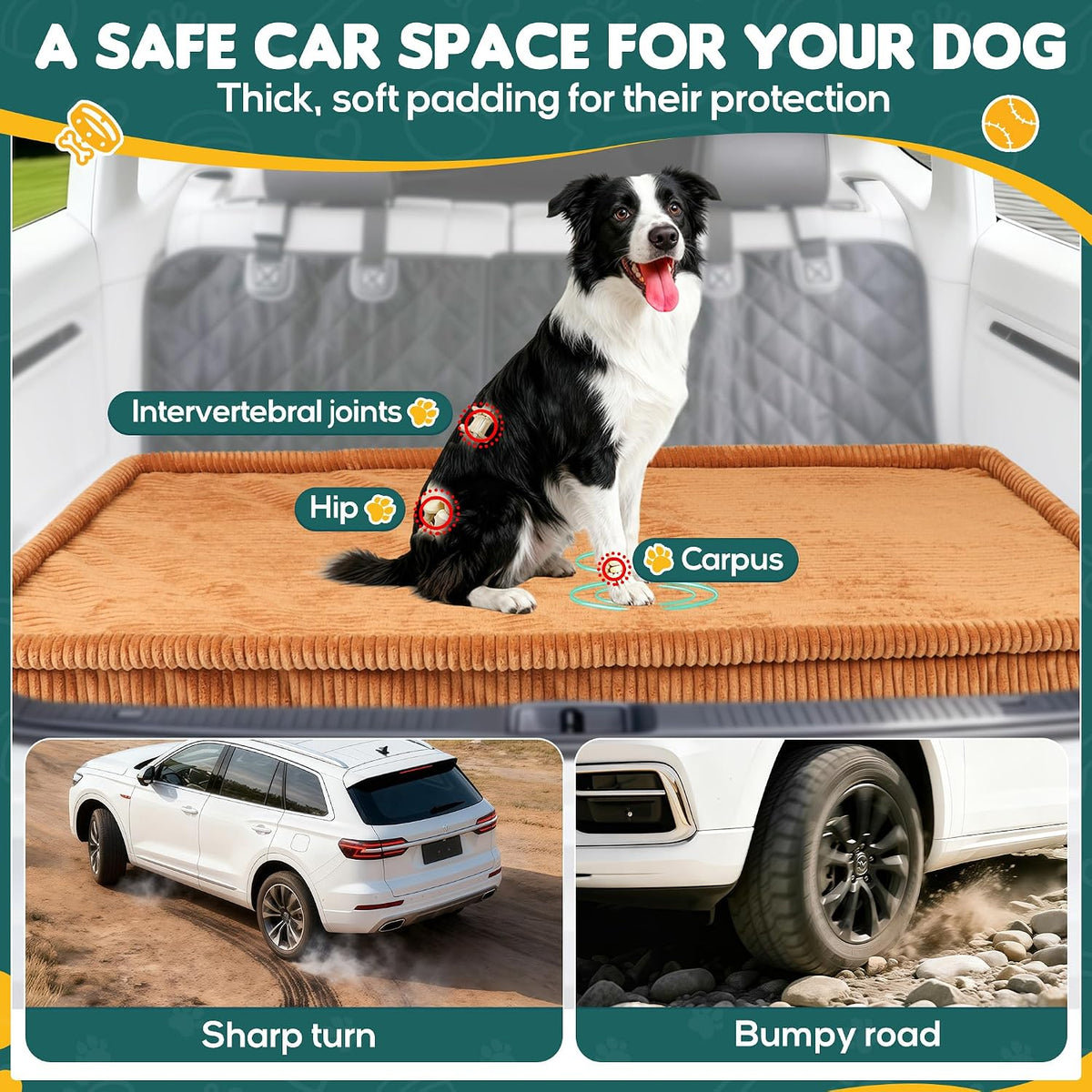 Dog Car Bed, Non-Slip Backseat Extender Pet Mat 50"x24.6"x2" – Essentials for Dogs - XL new（56"Lx28.7"M×2"H) / Brown - image 2