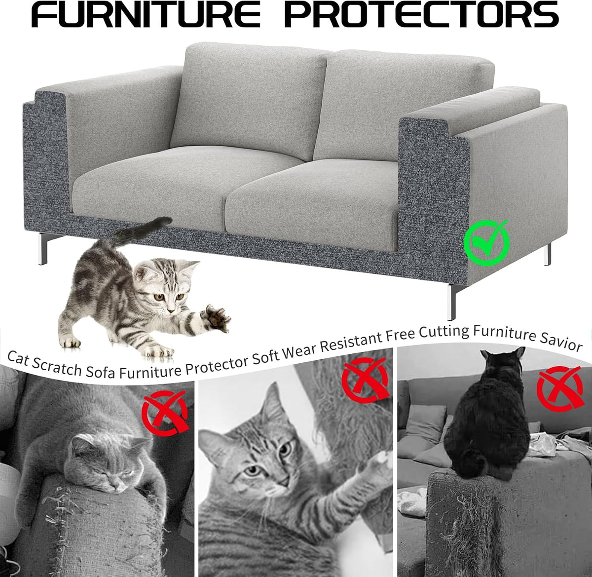 2 Pcs Self-Adhesive Cat Scratch Mat - Dark Gray - image 3