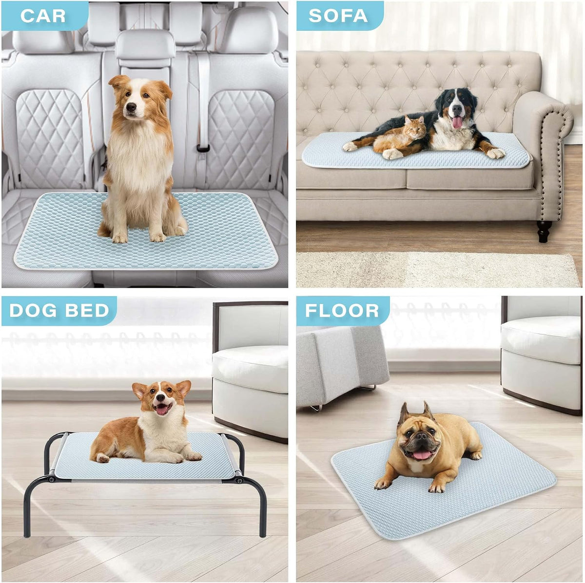 MICROCOSMOS Dog Sleeping Pad & Pet Cooling Mat - 28" x 22" / BlueWhite - image 2