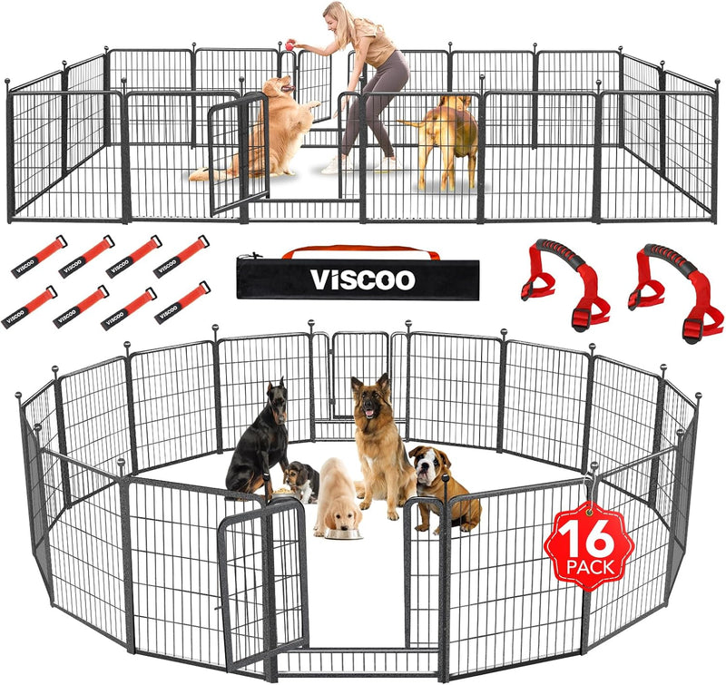 Dog Playpen Outdoor, 16 Panels 40" High Metal Dog Fence with Gate – Essentials for Dogs - 16 Panels 32"H-C