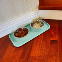 L.D.Dog Cat Food Bowls, Cat Bowls Non-Skid and Non-Spill Silicone Pads with PP Stand, Removable - Aquamarine - image 3
