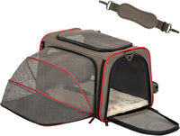Petsfit Medium Expandable Cat Carrier for Air Travel - 17.0"L x 11.0"W x 11.0"H / Gray brown