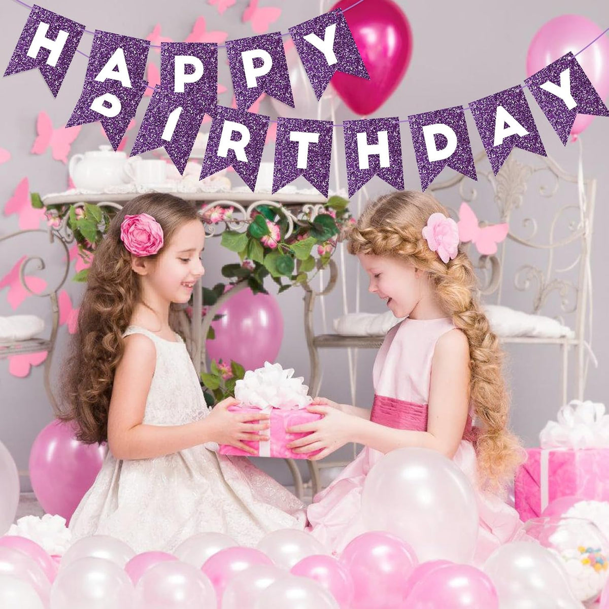 Orange Happy Birthday Banner Birthday Sign for Backdrop Happy - Purple - image 4