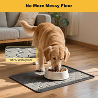 Pieviev Silicone Dog Cat Food Bowl Mat, Waterproof Raised Edge - M-24''X16'' / Dark Gray - image 4