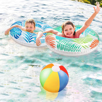 90shine luau pool floats set with 4 tropical swim rings and 3 beach balls - view 4