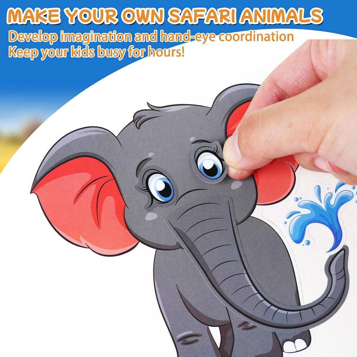 48 Fall Make-a-Face Sticker Sheets for Kids - Safari Animals - image 4