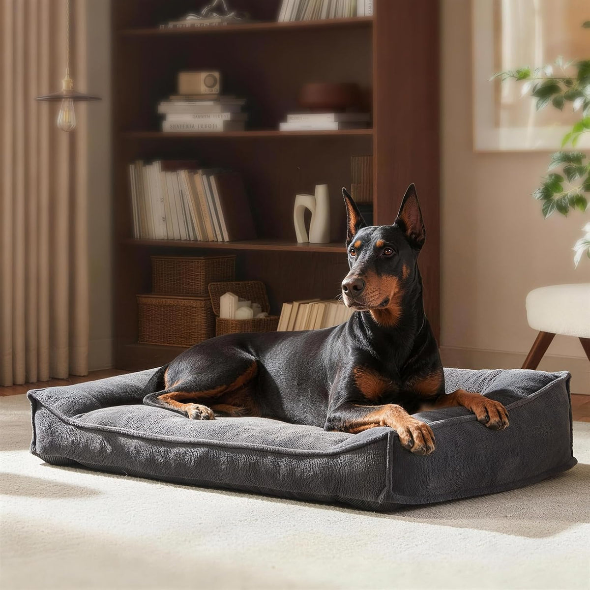 FURTIME XL Orthopedic Dog Bed Large Sized Dog - Grey / 48"L x 35"W x 10"Th