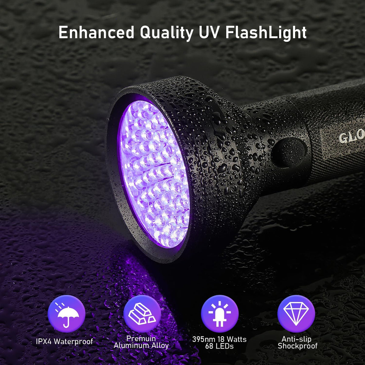 GLOSSDAY UV Flashlight Black Light - 68LED - image 2