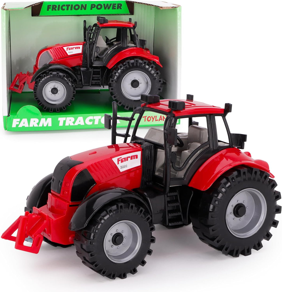 ToylandⓇ Friction Powered Farm Tractor with Opening Bonnet - Red
