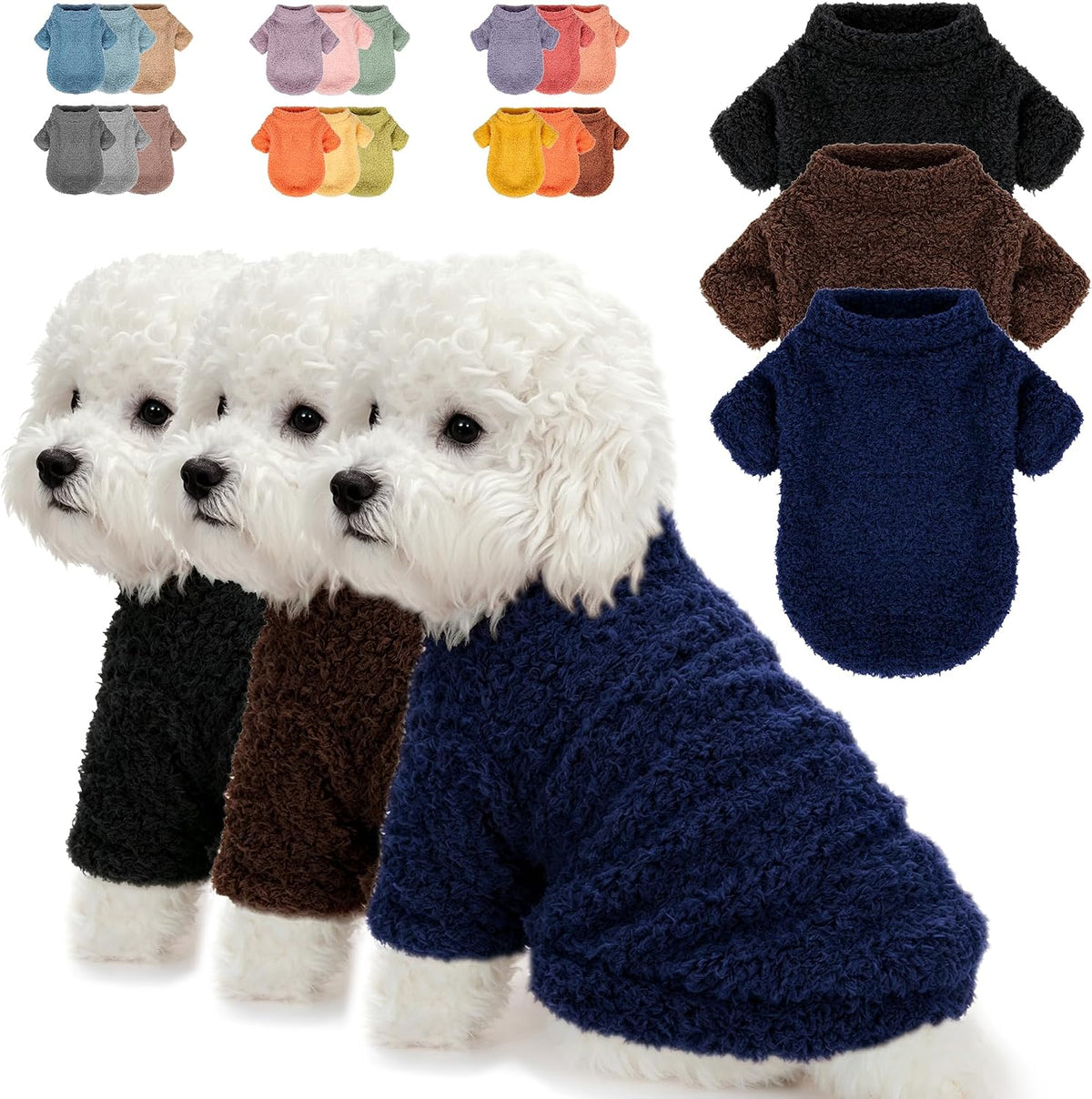 Dog Sweater, Dog Clothes for Medium Dogs Male or Boy - Dark Brown+Deep Blue+Black / Large