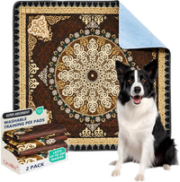 Washable Pee Pads, Super Absorbent Puppy Pads - Brownish Black Medallion / 48"*48"(Pack of 2)
