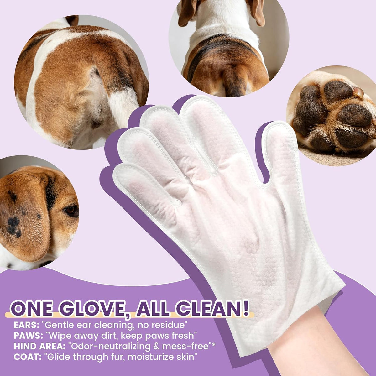 IMMHABI 400 Count Hypoallergenic Dog Wipes - Lavender / 50 Glove Wipes - image 3
