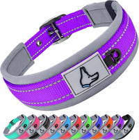 Joytale Reflective Dog Collar for Large Dogs with Wide Padding - Purple / XL